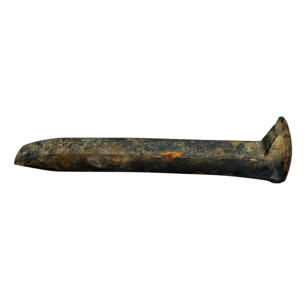 Vintage Wrought Iron Railroad Spike With "MHC" Markings READ